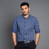 Outfit Printed Navy Blue Casual Cotton Men Shirt