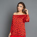 Ladies Stylish Red Polka dots Casual Crushed Loose fitted Top