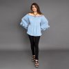Ladies Stylish Casual Crushed Chiffon Loose fitted Sky blue Top