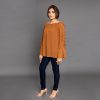 Ladies Stylish Casual Chiffon Brown Laced Top