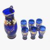 Aqua Set with golden Purple Jug and 6 glasses